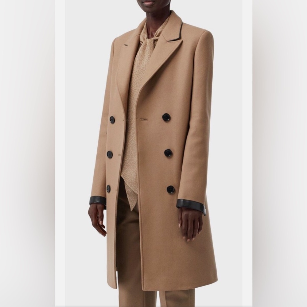 Burberry Women's Tailored Leather Trim Coat- Excellent condition size 6